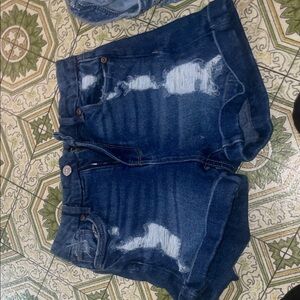 Distressed Denim Shorts